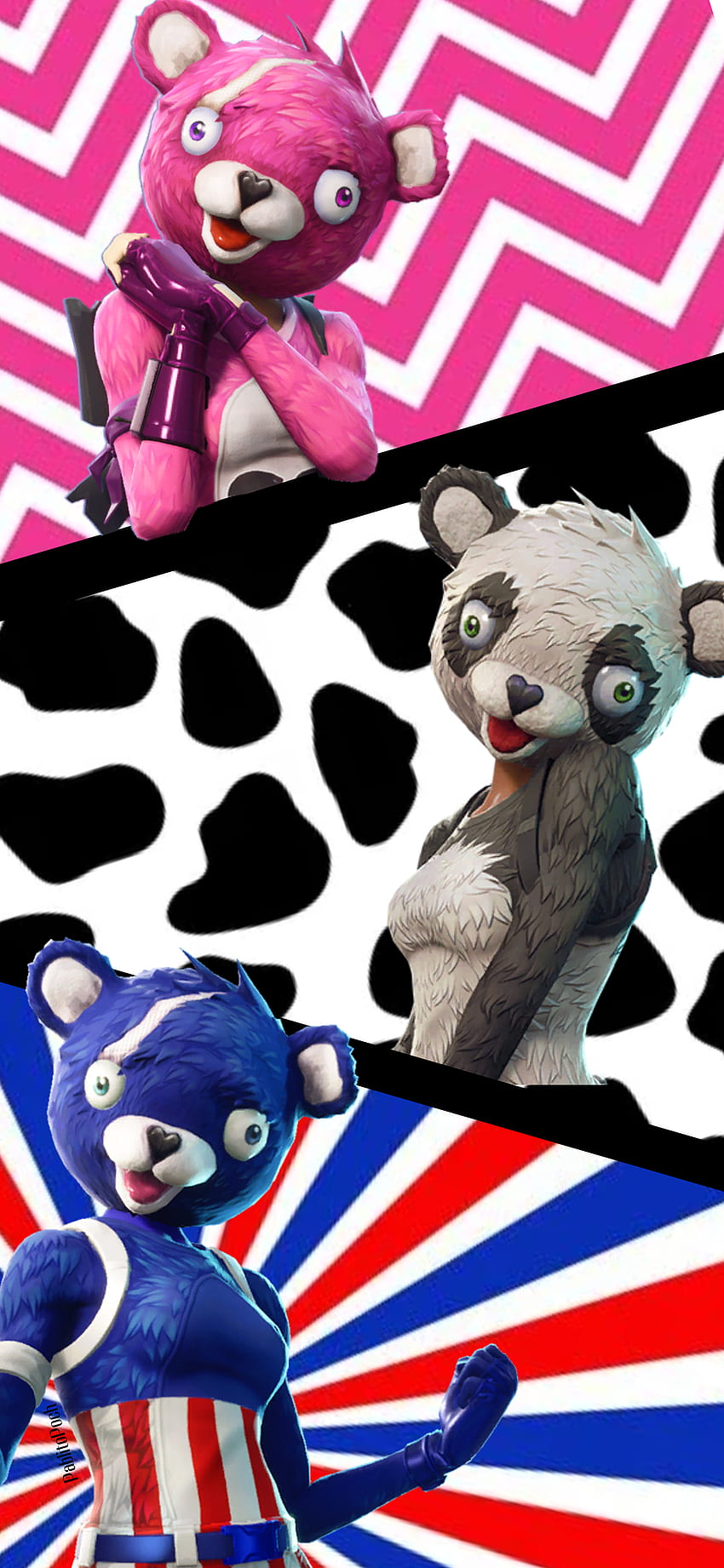 Osos Fortnite, Rosa, EpicGames, Juegos, Oso, Videojuegos, Panda fondo de pantalla del teléfono