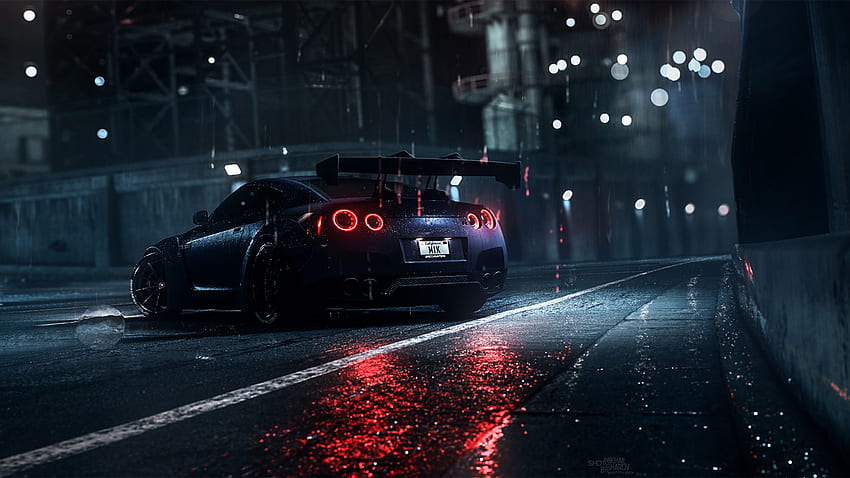 Dark Night Rain Voiture Nissan Nissan GT R Need For Speed ​​Need For Speed ​​2016 - Résolution :, 1920x1080 Gtr Fond d'écran HD