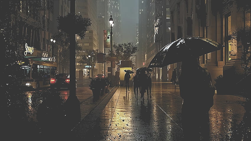 Um dia chuvoso, chuva em Nova York papel de parede HD