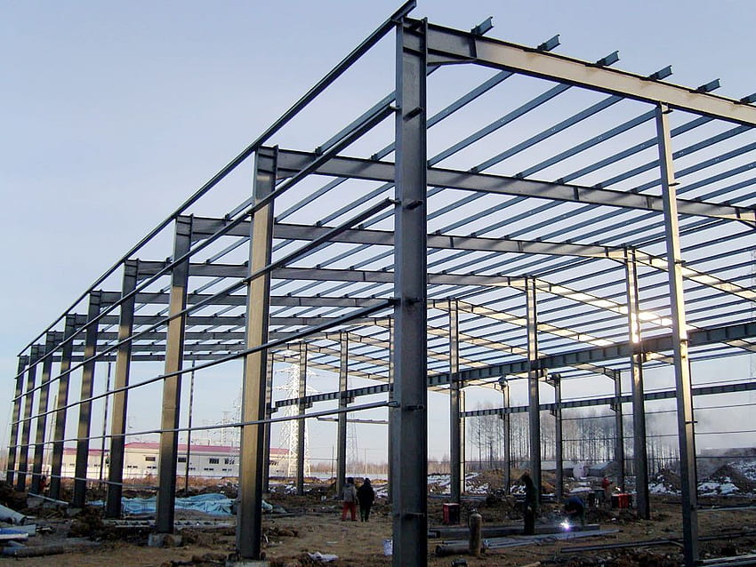 Stahlkonstruktionsgebäude, Stahlkonstruktionen, Konstruktion von Stahlkonstruktionen HD-Hintergrundbild