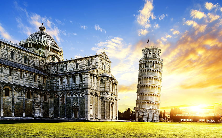 Torre pendente di Pisa in Italia. Sfondo HD