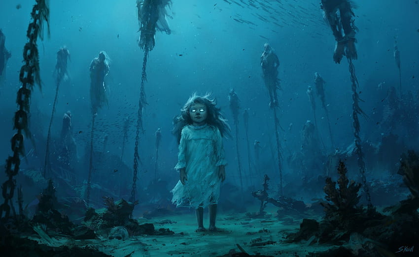 Mroczny horror zło straszne makabryczne fantasy przerażające. . 1314393, Straszne morze Tapeta HD