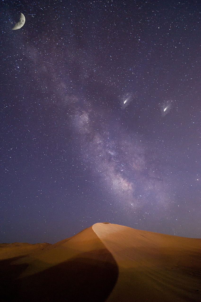 Via Lattea, deserto, notte, cielo Sfondo del telefono HD