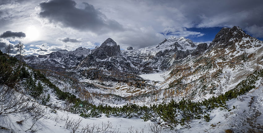 ธรรมชาติ ภูเขา จุดสุดยอด ยอด หิมะปกคลุม Snowbound วอลล์เปเปอร์ HD