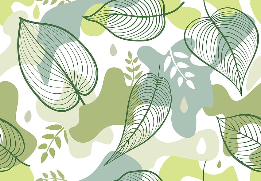 Seamless pattern with organic shape blots in memphis style. Stylish floral painted with leaves. Summer nature tile background 2127912 Vector Art at Vecteezy HD wallpaper