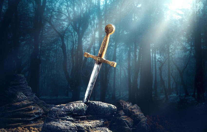 nature, stone, sword, Excalibur, the sword in the stone for , section оружие HD wallpaper
