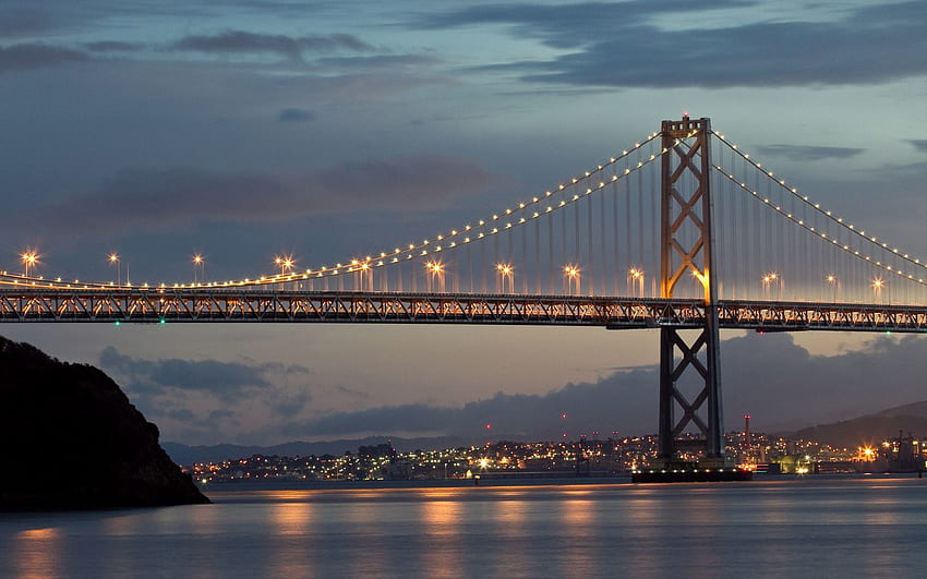 Städte, Himmel, Dämmerung, Stadt, Lichter, Abenddämmerung, r, San Francisco, Bay Bridge HD-Hintergrundbild