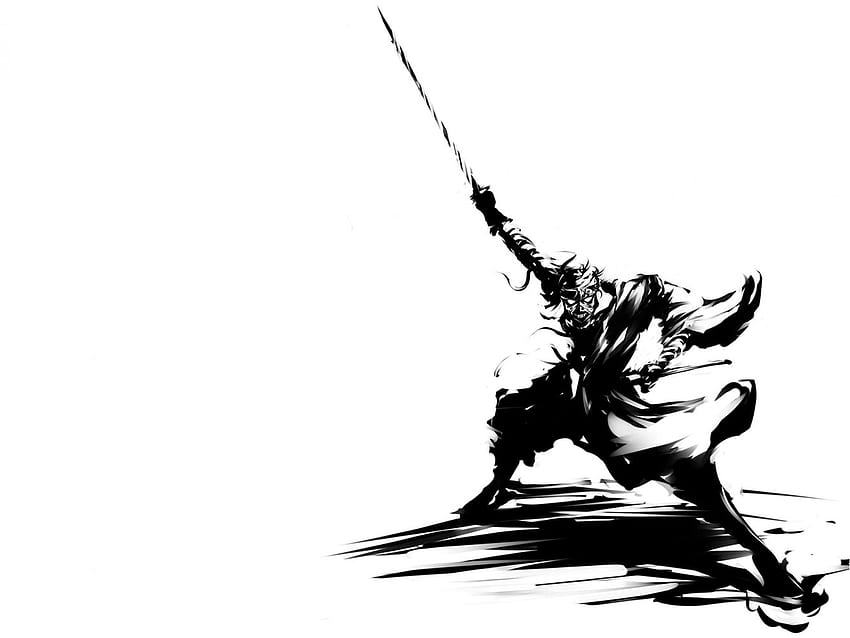 de Samurai Shishio Makoto en blanco y negro fondo de pantalla