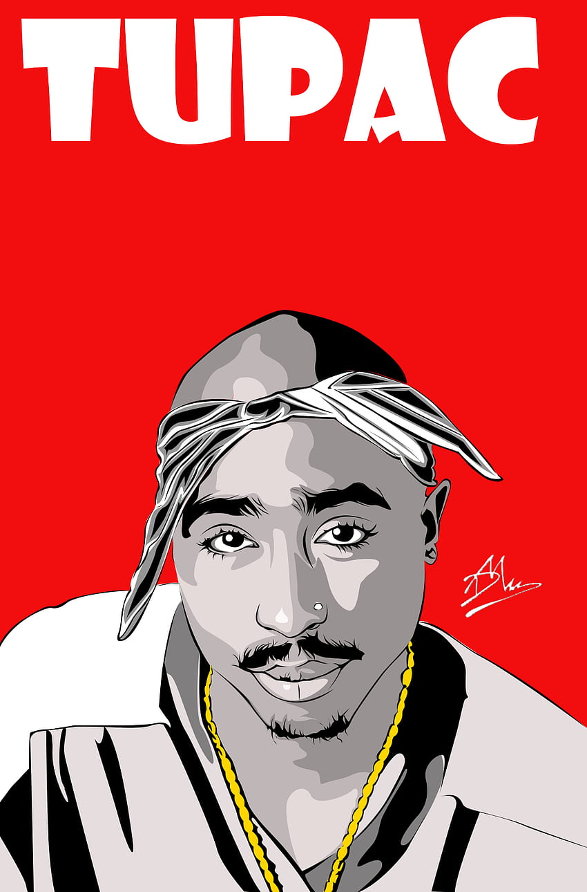 Tupaca Shakura. Sztuka Tupaca, Sztuka rapera, Sztuka hip-hopowa, Cartoon 2Pac Tapeta na telefon HD