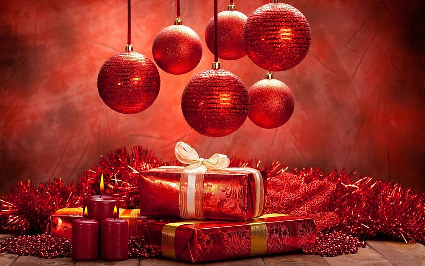 Christmas Balls and Gifts, gifts, balls, and, christmas HD wallpaper