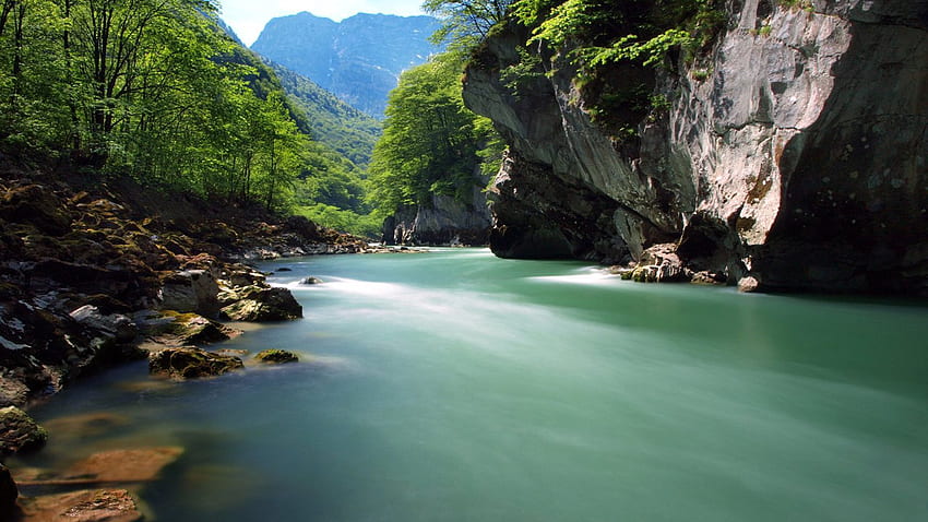 River Aubachfall Green Stream From The Gorge Between Egelshehrendle And Einberg Salzburg Austria HD wallpaper