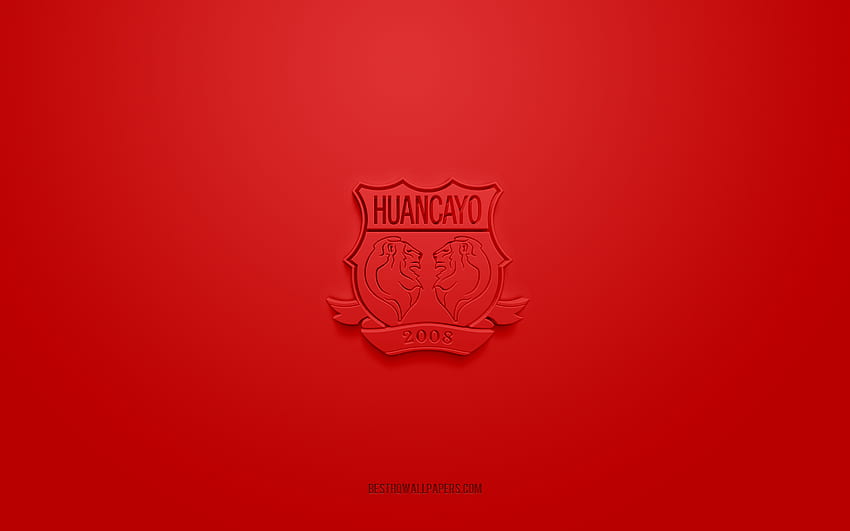 Sport Huancayo, logo 3D créatif, fond rouge, Primera Division péruvienne, emblème 3d, club de football péruvien, Huancayo, Pérou, art 3d, Liga 1, football, logo Sport Huancayo 3d Fond d'écran HD