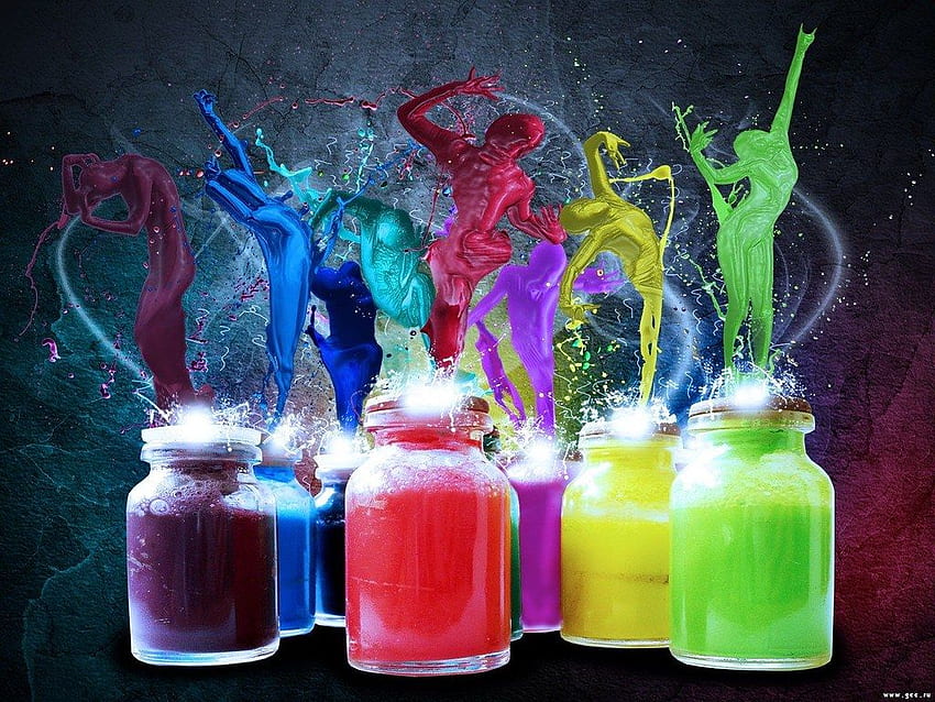 Bottle Colorful Paint Wallpap HD wallpaper