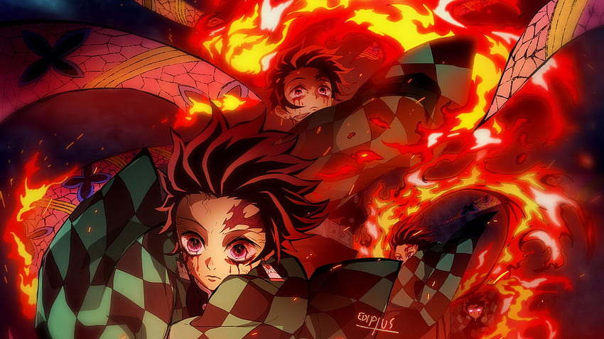 Demon Slayer Tanjirou Kamado On Fire 애니메이션. , 탄지로와 렌고쿠 HD 월페이퍼