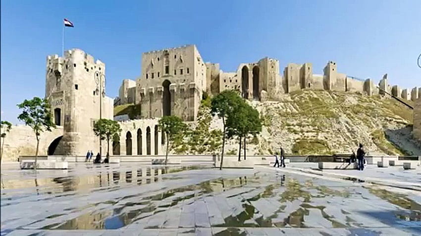 シリア内戦 爆弾がアレッポの古代の城塞を損傷 高画質の壁紙