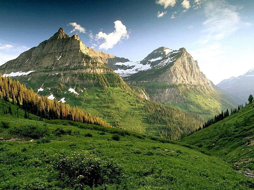 Munnar - zapierające dech w piersiach piękne - oaza ciszy i spokoju - idylliczne destynacje turystyczne. Glacier National Park montana, parki narodowe, piękne góry, góry Vermont Tapeta HD