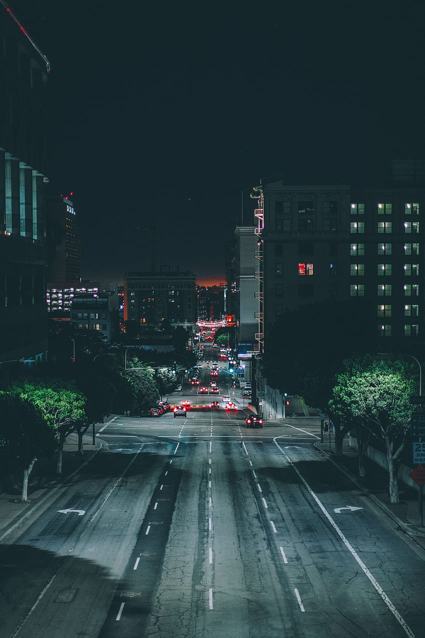 ถนน เมือง การเคลื่อนไหว การจราจร เมืองกลางคืน ลอสแองเจลิส วอลล์เปเปอร์โทรศัพท์ HD