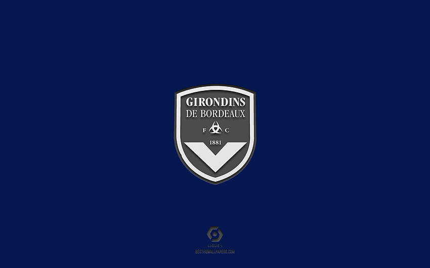 FC Girondins de Bordeaux, latar belakang biru, tim sepak bola Prancis, lambang FC Lorient, Ligue 1, Bordeaux, Prancis, sepak bola, logo FC Girondins de Bordeaux Wallpaper HD