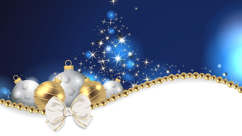 Star Tree, Feliz Navidad, bagliore, perline, nastro, albero, Natale, scintillio, splendore, decorazioni, arco Sfondo HD