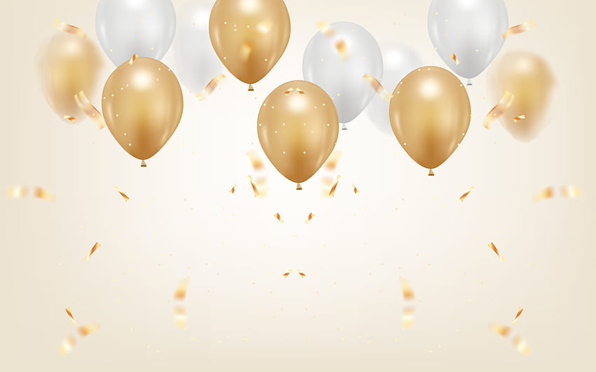 szczęśliwy tło urodziny z realistycznym balonem. 3227788 Grafika wektorowa w Vecteezy, Golden Birtay Tapeta HD