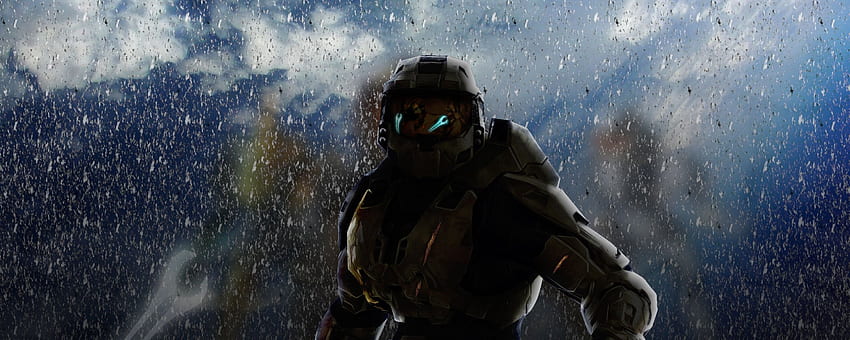 Wygląd pancerza żołnierza Halo, podwójny ekran Halo Tapeta HD