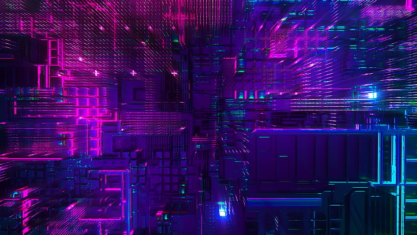Tech, System, Cubes, Neon Light - Resolution: HD wallpaper