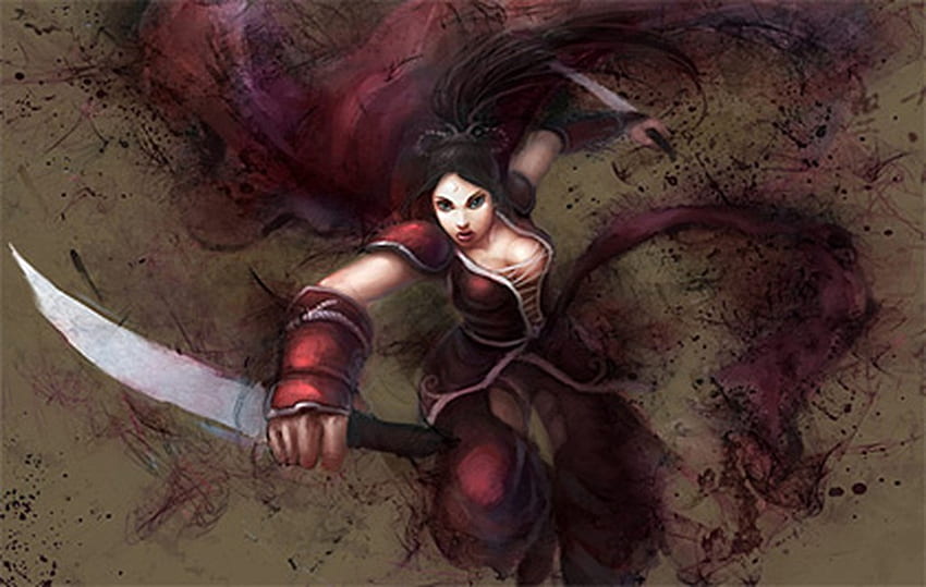 Assassin, girl, blade, red HD wallpaper