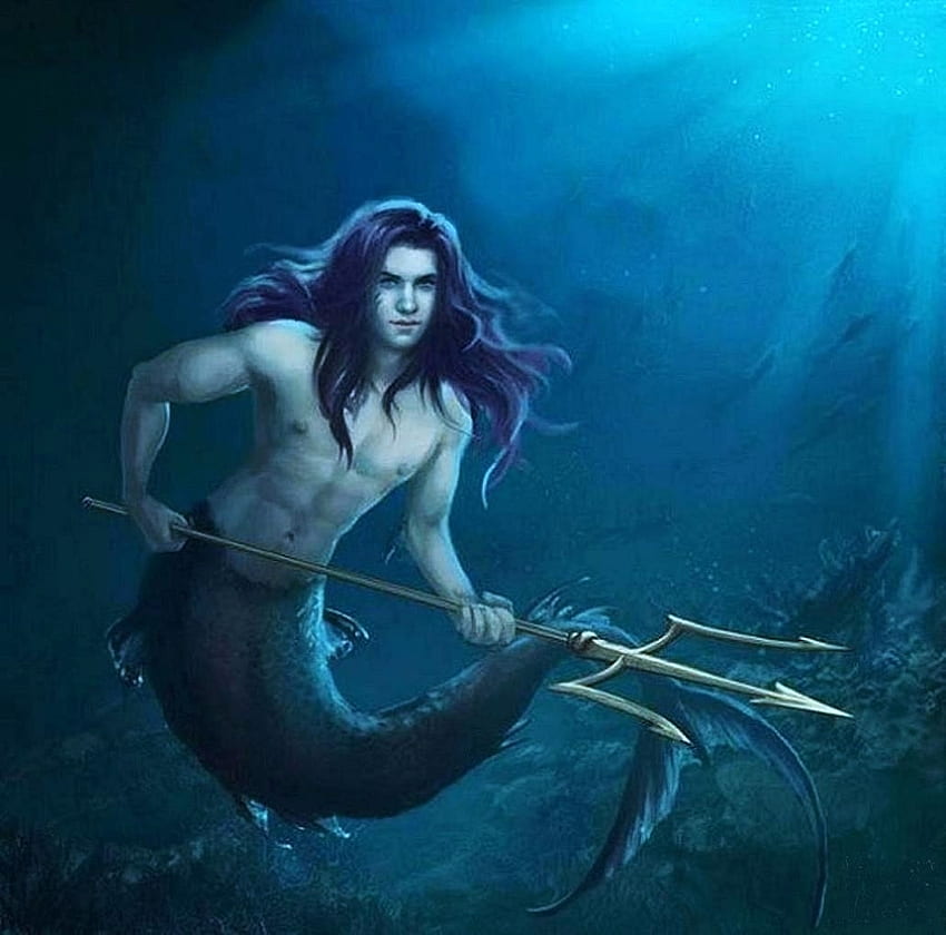 'A merman looking for a mermaid'....'lol', merman, deep blue sea, underwater, mystical, mermaids, ocean HD wallpaper
