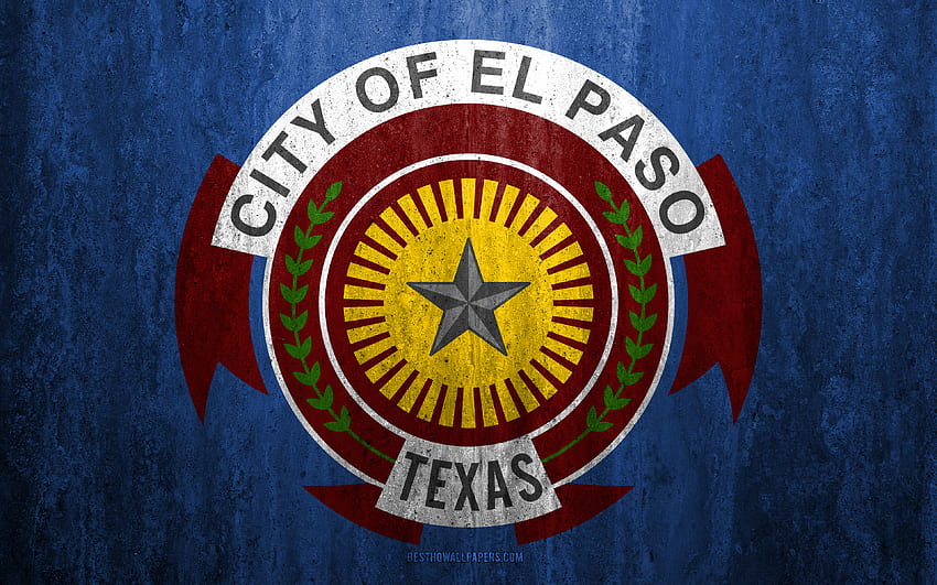 Bandera de El Paso, Texas, de piedra, ciudad estadounidense, bandera grunge, El Paso, EE. UU., bandera de El Paso, arte grunge, textura de piedra, banderas de ciudades estadounidenses con resolución, El Paso Texas fondo de pantalla