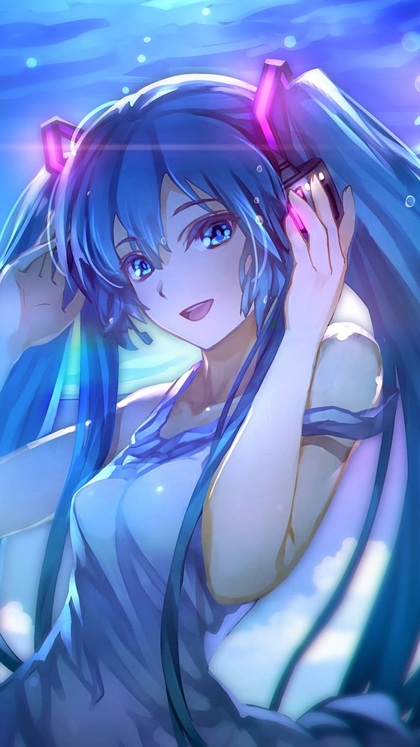Blue haired female anime character HD wallpapers | Pxfuel