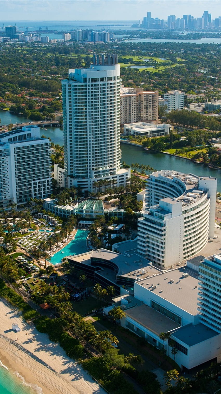 Miami, Florida, USA, City Scenery, Skyscrapers, Beach, Sea, River IPhone 8 7 6 6S , Background HD phone wallpaper