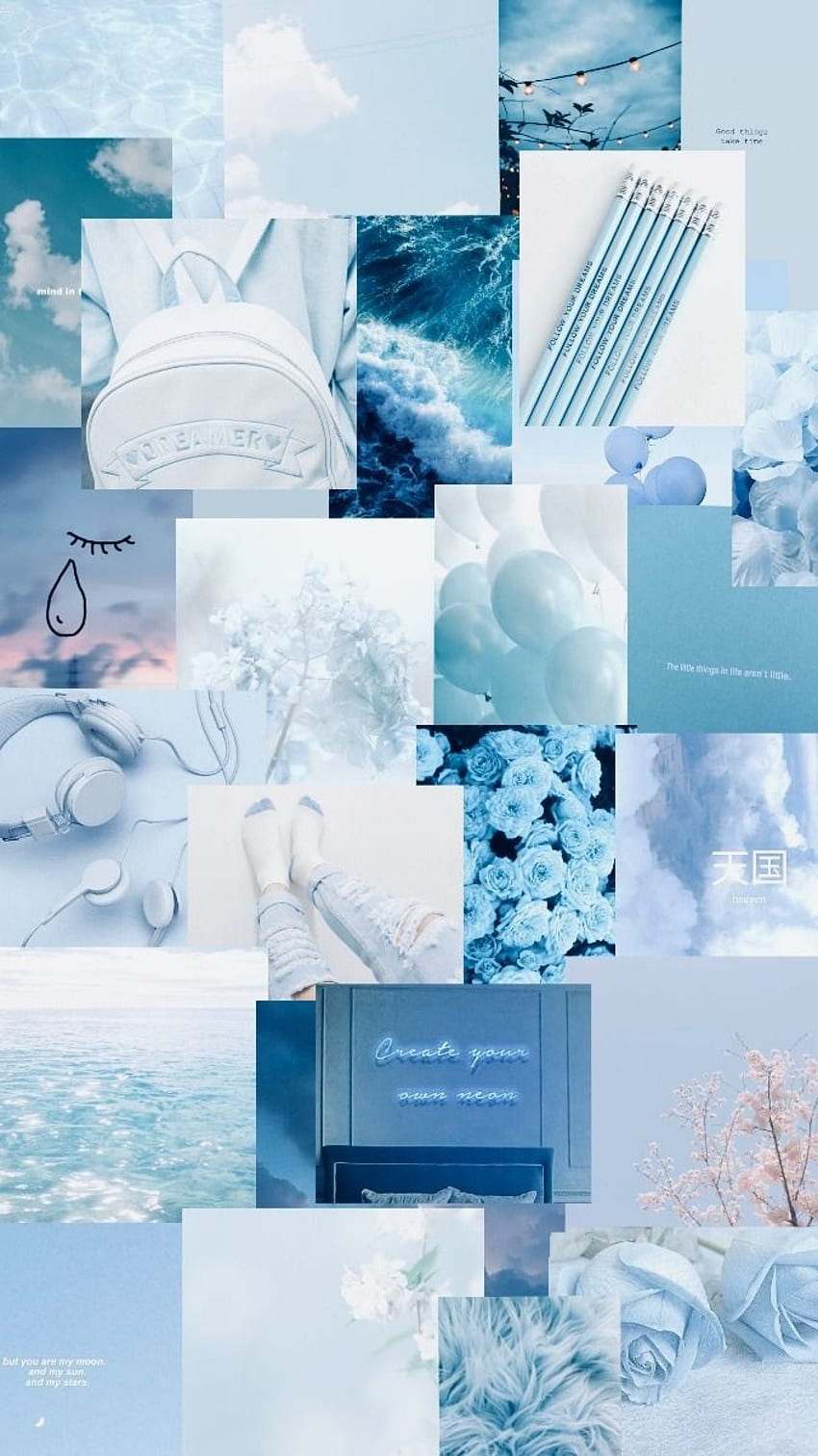 Blaue Ästhetik. Ästhetisches Pastell, Babyblaue Ästhetik, Blaues ästhetisches Pastell, Blauer ästhetischer PC HD-Handy-Hintergrundbild