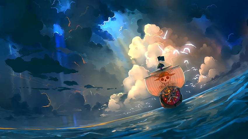 Thousand Sunny e Background, One Piece Ship papel de parede HD