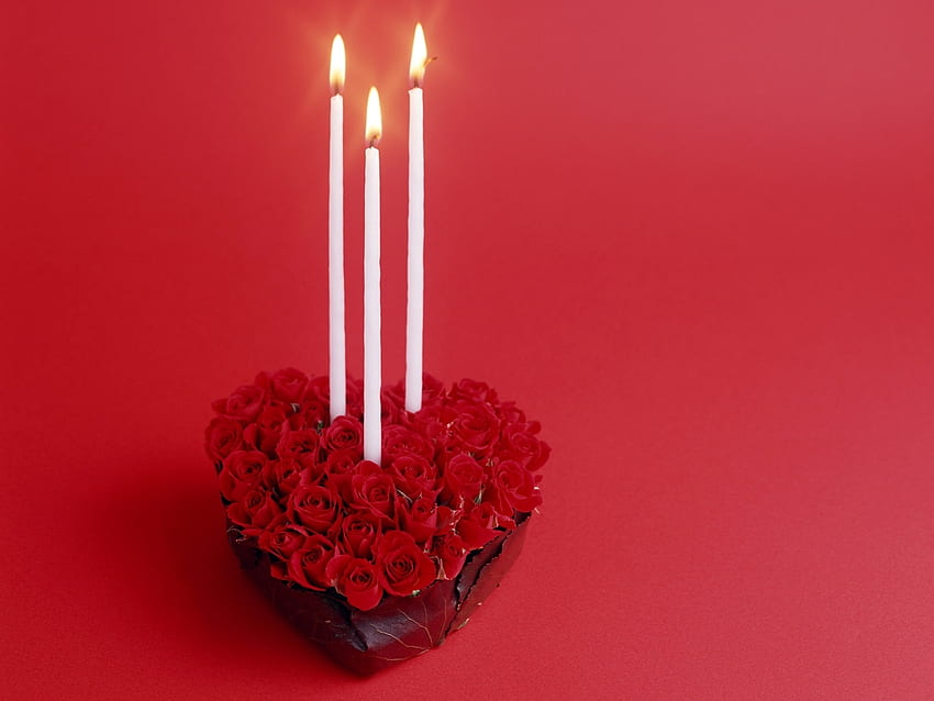 Holidays, Roses, Hearts, Valentine's Day, Candles, Postcards HD wallpaper