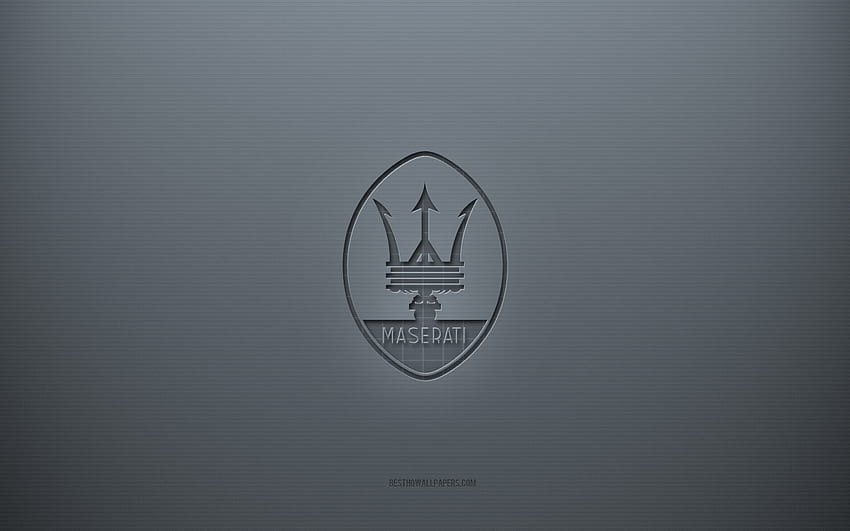 Maserati logo, gray creative background, Maserati emblem, gray paper texture, Maserati, gray background, Maserati 3d logo HD wallpaper