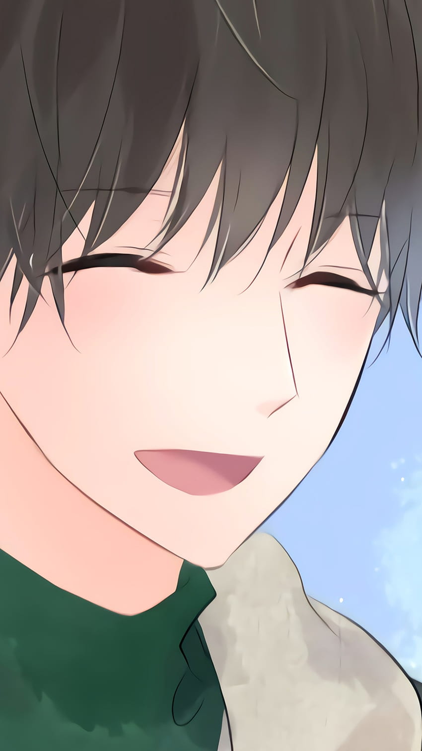 Smile03, 녹색, 파란색, anime_boy, 갈색, 소년, 애니메이션, 미소 HD 전화 배경 화면