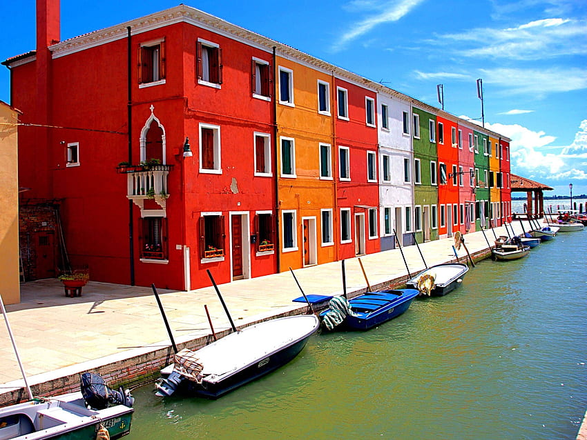 Island of Burano – Venice , Veneto, Italy - background HD wallpaper