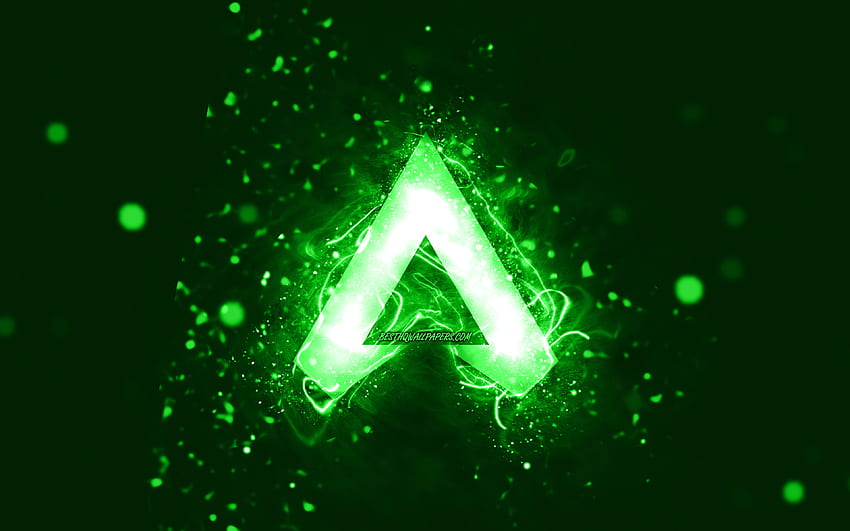 Logotipo verde de Apex Legends, luces de neón verdes, creativo, abstracto verde, logotipo de Apex Legends, marcas de juegos, Apex Legends fondo de pantalla