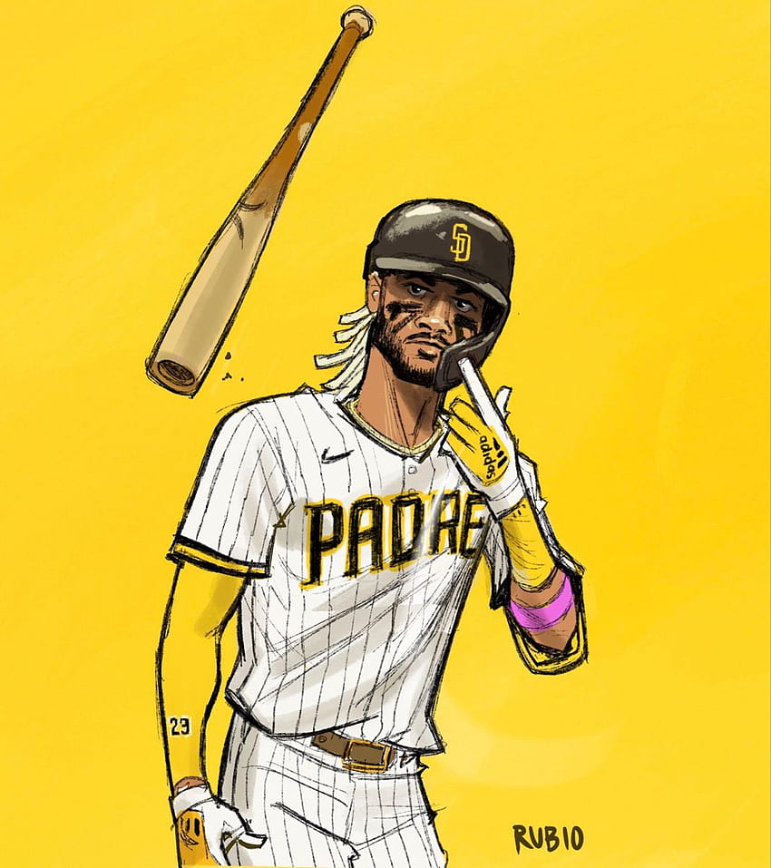 Fernando Tatis Jr by Bobby Alcid Rubio, Cartoon Baseball HD phone