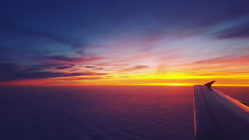 Pesawat Fajar Senja Penerbangan Matahari Terbit Langit, Pesawat,,, Latar Belakang, dan Wallpaper HD