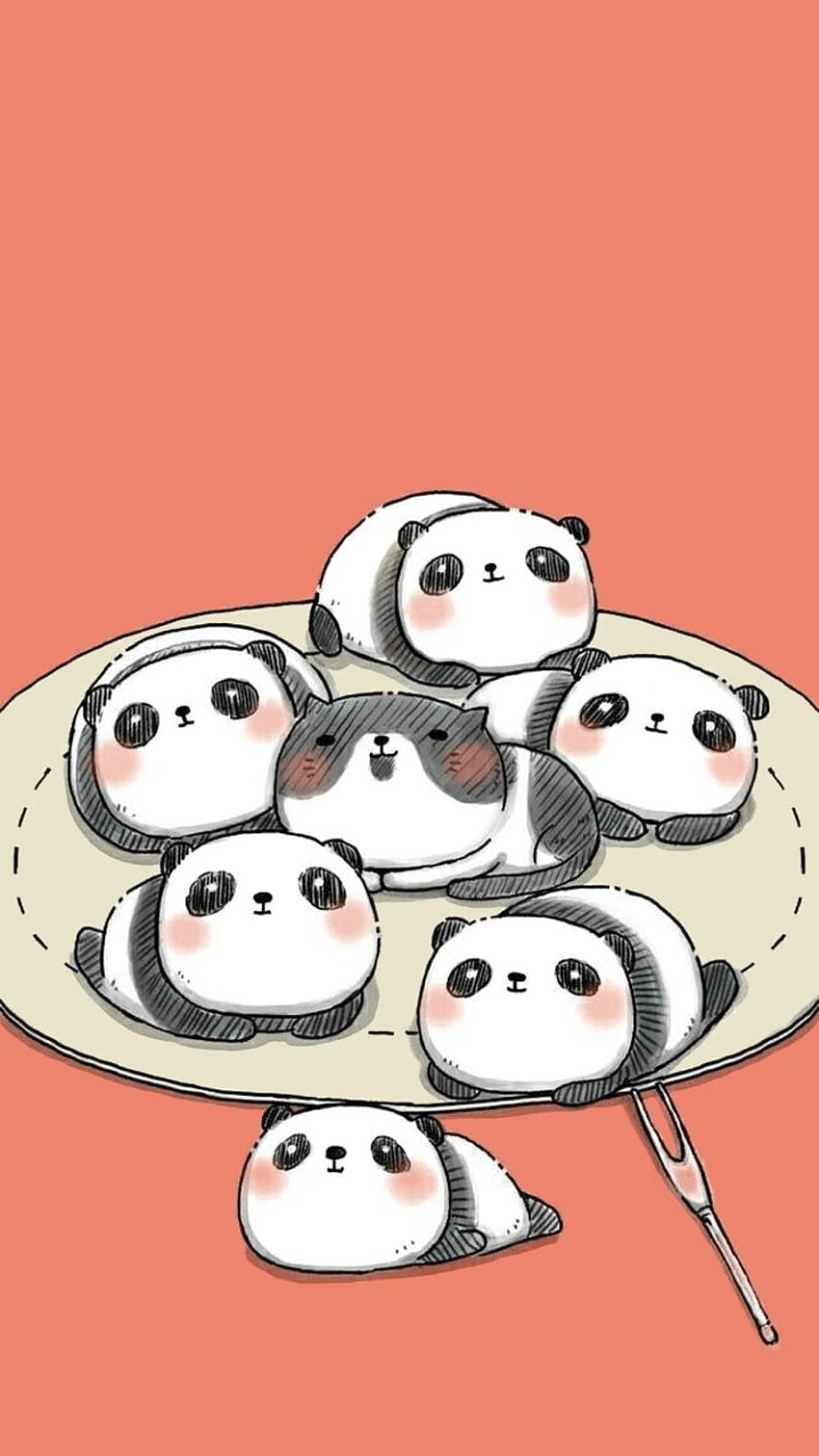 Kawaii Panda Desenho Fofo papel de parede HD