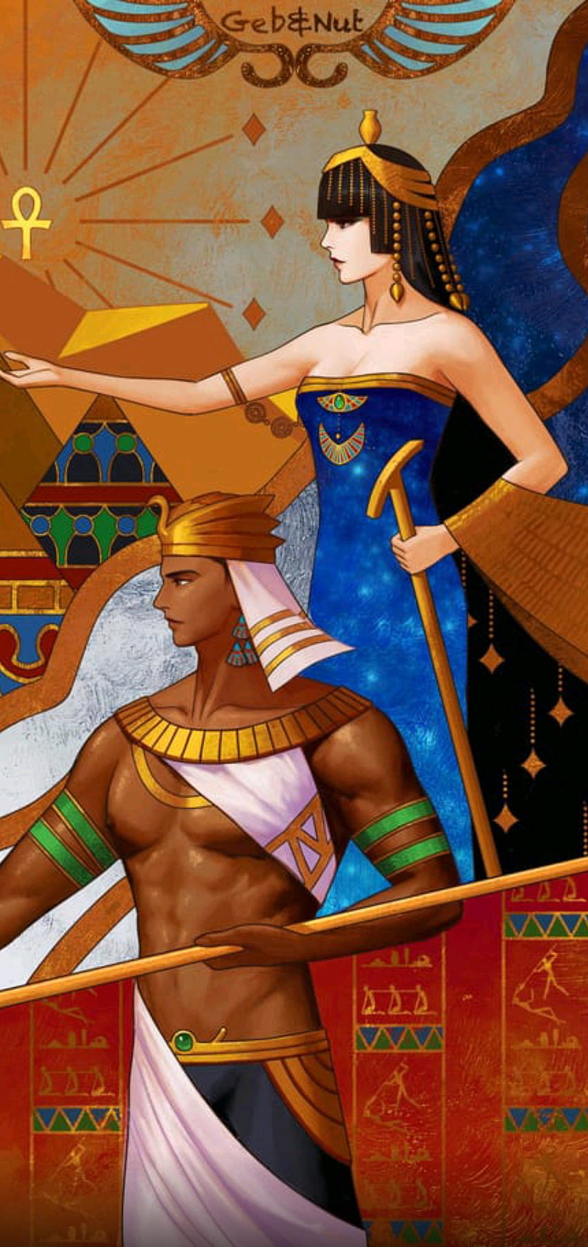 Geb & Nut Egipto, art, faraon, egypt, histoy, pharaoh HD phone wallpaper