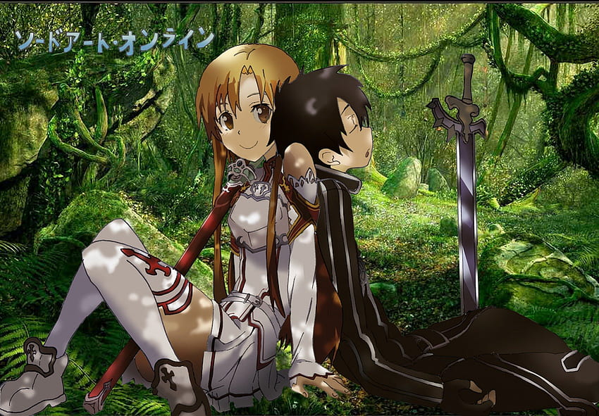 SAO -Asuna&Kirito-, kirito, sao, asuna คิดไม่ถึงว่าเป็นอันดับสี่ วอลล์เปเปอร์ HD