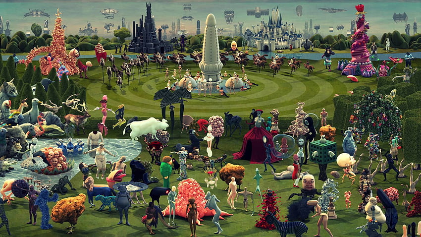 สวรรค์ - การตีความร่วมสมัยของ The Garden of Earthly Delights โดย Hieronymus Bosch วอลล์เปเปอร์ HD