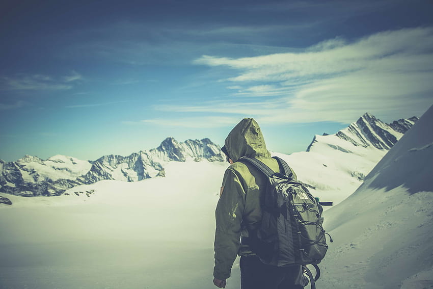 alone, backpack, climbing, cold, hiker, hiking, ice, Trekking HD wallpaper