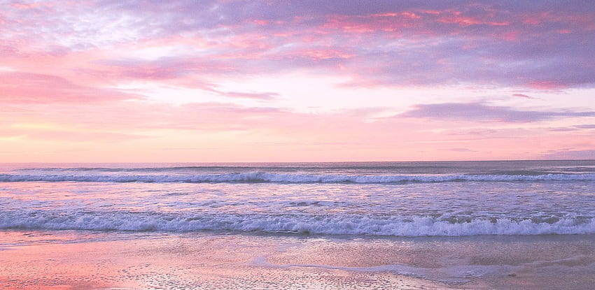 ピンクの海、日の出 高画質の壁紙