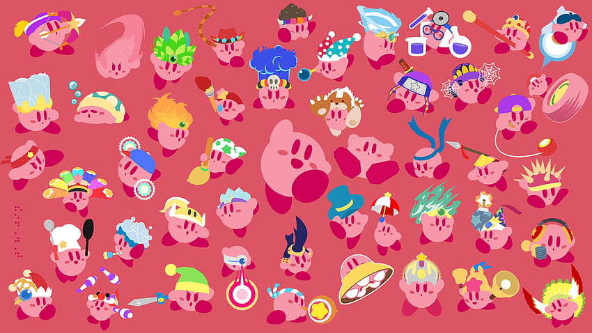 Tło wszystkich umiejętności kopiowania Kirby, laptop Kirby Tapeta HD
