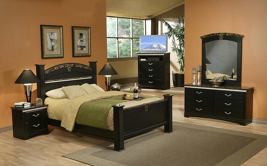 Różne, różne, pokój, meble, łóżko, przytulność, wygoda, lustro Tapeta HD