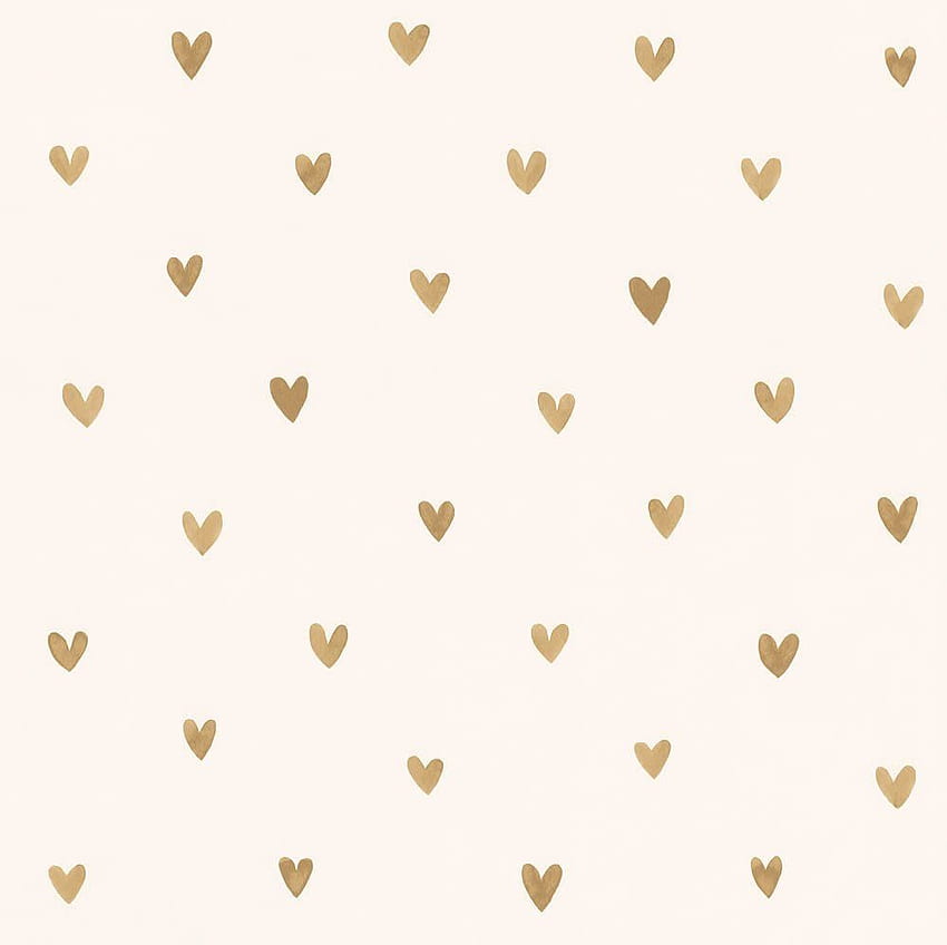Beige With Small Golden Hearts All Shop On Line Caramella, Little Hearts HD wallpaper