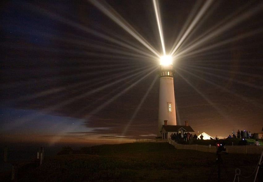 Lighthouse, at night, beautiful HD wallpaper